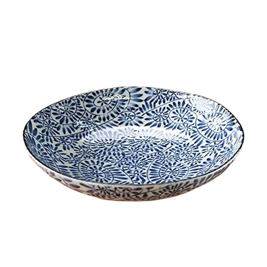 Amazon｜みのさらら 和食器 藍染 タコ唐草 深皿 21cm｜カレー
